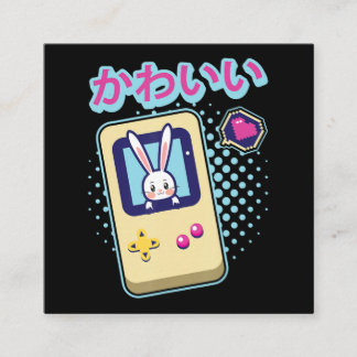 Carte De Visite Carré Cute Rabbit Pastel Kawaii Gamer Japonais Anime