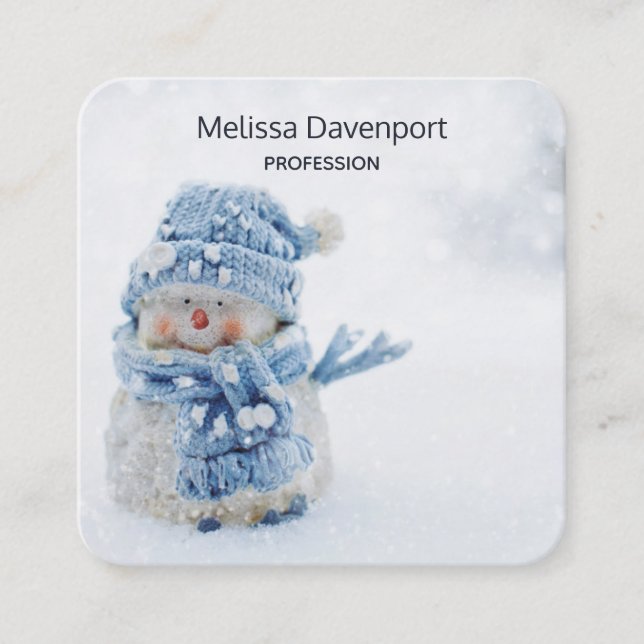 Carte De Visite Carré Cute Snowman au photographe de Christmas (Devant)