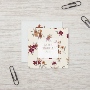 Carte De Visite Carré Dainty Gold Maroon motif floral