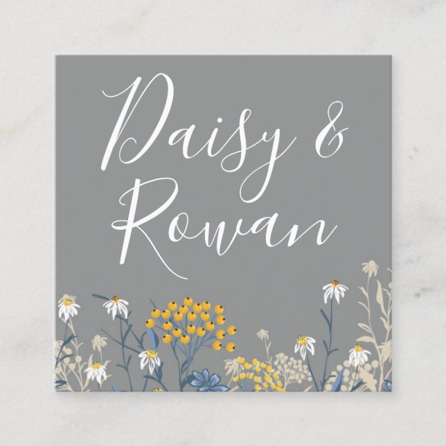 Carte De Visite Carré Daisy & Yellow Rowan Berries Floral Médias sociaux (Devant)