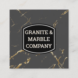 Carte De Visite Carré dalle marbrée   Granite   Arrière - plan Gold Text