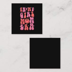 Carte De Visite Carré Dans mon ère de maman de fille Rétro Groovy Fête d