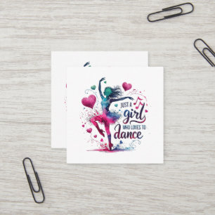 Carte De Visite Carré Danse Rétro Juste Une Fille Qui Aime Danser