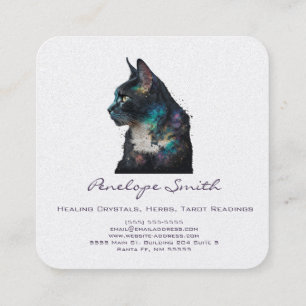 Carte de visite Carré de chat aquarelle