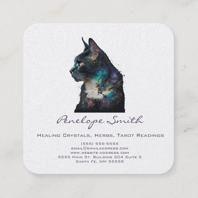 Carte de visite Carré de chat aquarelle (Dos)