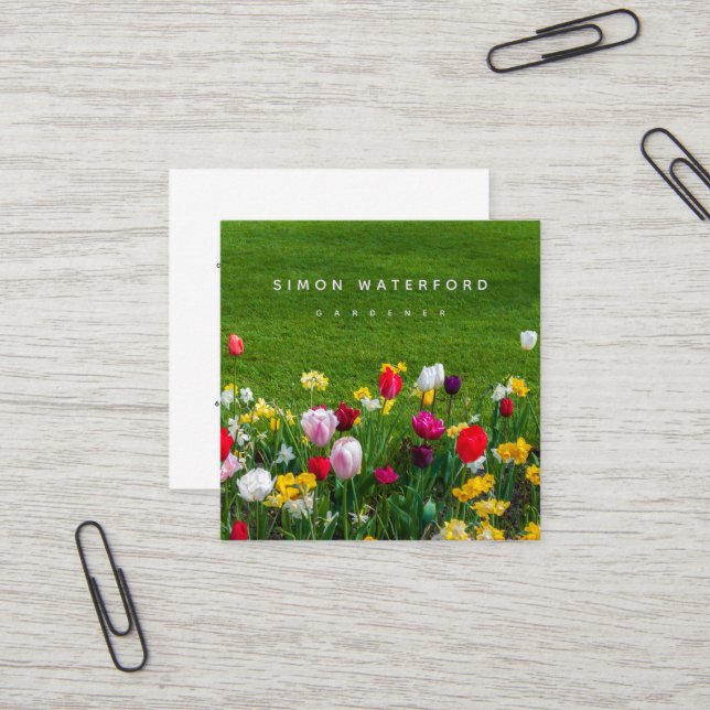 Carte de visite Carré de fleurs de printemps (Devant/Arrière en situation)