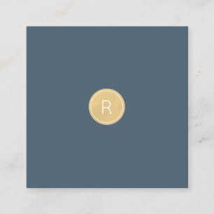 Carte de visite Carré de Monogramme d'or bleu minu
