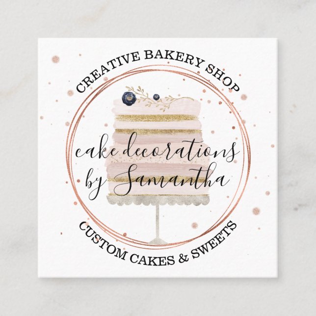 Carte De Visite Carré Décor CAKE Event Planner Mariage Sweet Tasty (Devant)