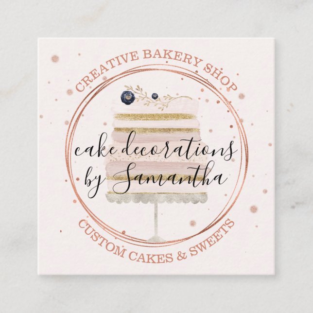 Carte De Visite Carré Décor CAKE Event Planner Mariage Sweets party (Devant)