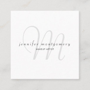 Carte De Visite Carré Décoré d'un monogramme gris noir blanc minimaliste