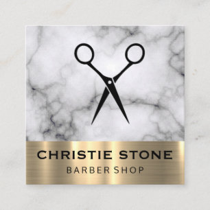 Carte De Visite Carré Découpe dorée en marbre de Shears modernes