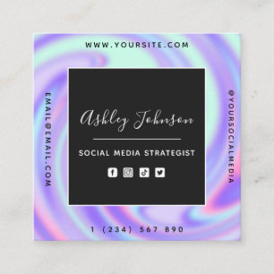Carte De Visite Carré Dégradé holographique tendance médias sociaux Code