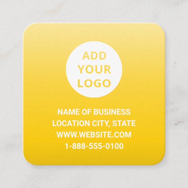 Carte De Visite Carré Dégradé Ombre Jaune moderne Logo Personnalisé Code (Devant)