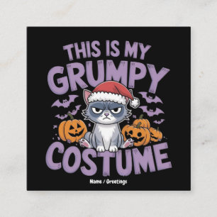 Carte De Visite Carré Déguisement Halloween Chat Grumpy Drôle Animal de