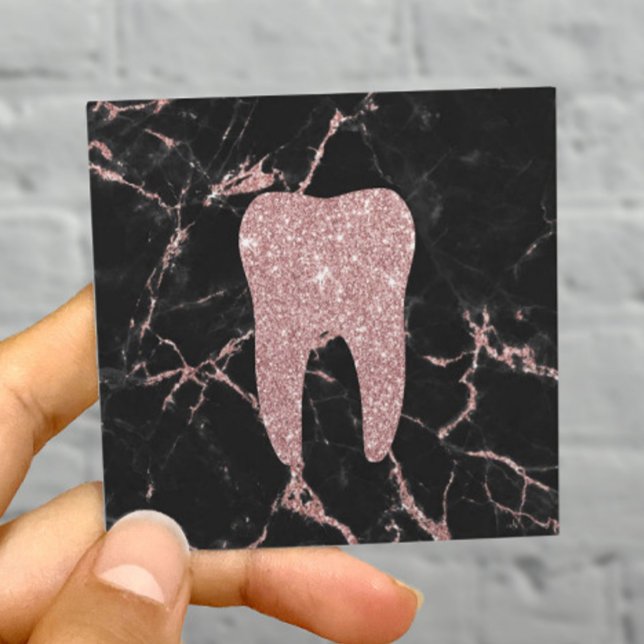 Carte De Visite Carré Dentist Toth moderne Rose Gold Marble Soins dentai (Créateur téléchargé)