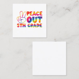 Carte De Visite Carré Dernier jour de cinquième année Tie Dye au revoir 