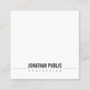 Carte De Visite Carré Design élégant minimaliste Moderne B&W Clean Plain