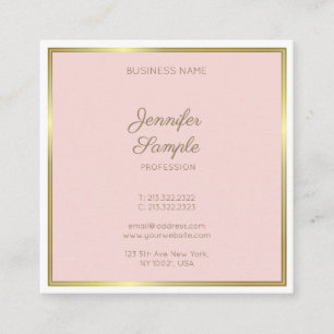 Carte De Visite Carré Design Gold Blush Pink Calligraphie Script Luxe