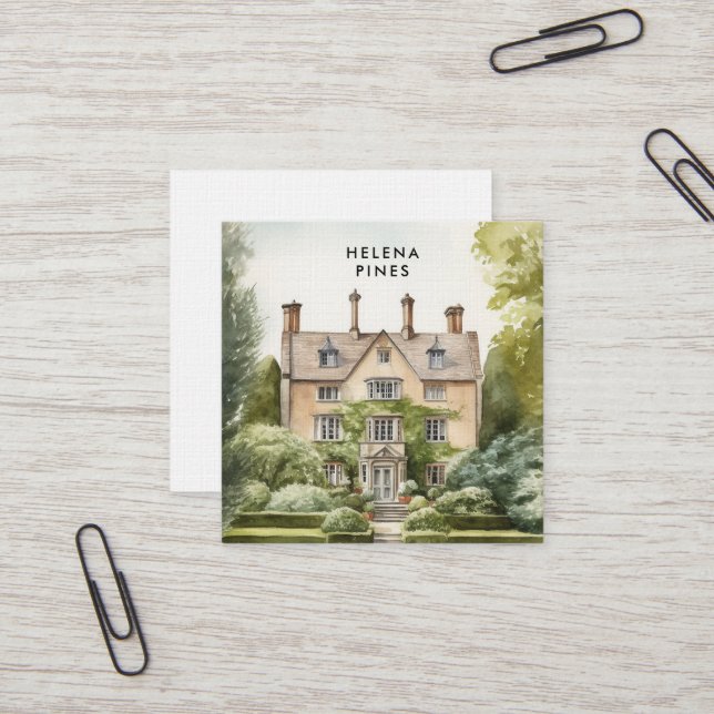 Carte De Visite Carré Design immobilier peintre - paysagistes, agents im (Devant/Arrière en situation)