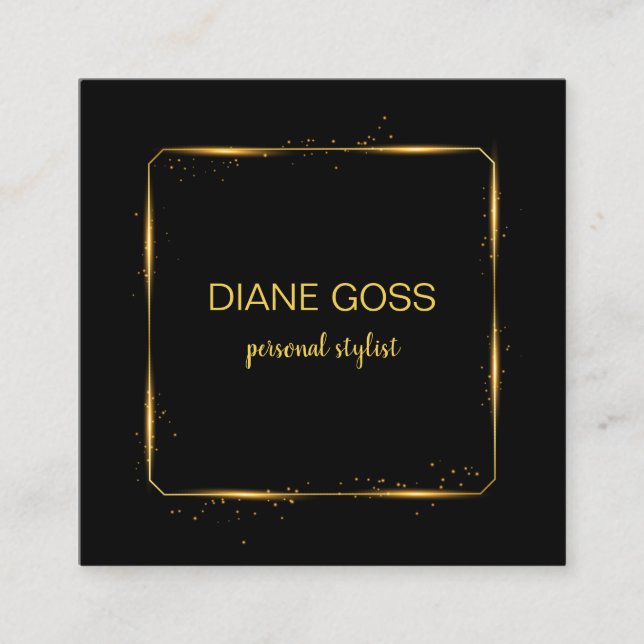 Carte De Visite Carré Design métallique élégant Black Gold (Devant)