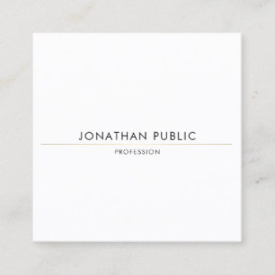 Carte De Visite Carré Design minimaliste or blanc Modèle tendance