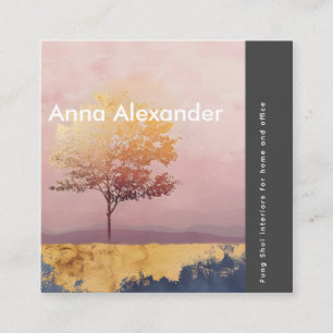 Carte De Visite Carré Design rose sérénité 6