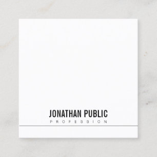 Carte De Visite Carré Design simple et sophistiqué Moderne BW Plaine ten
