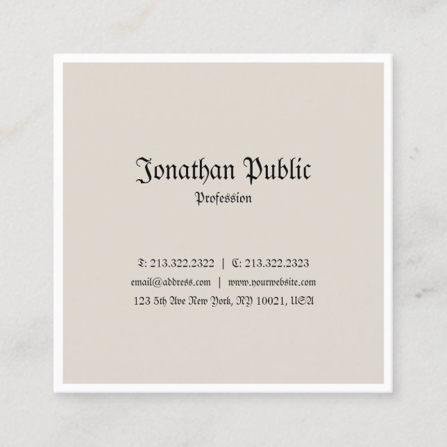 Carte De Visite Carré Design tendance Classic Look professionnel Nostalg (Devant)