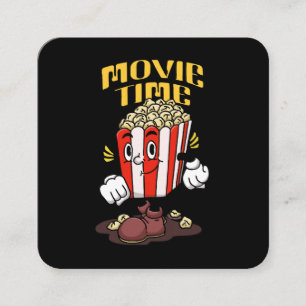 Carte De Visite Carré Dessin animé de mascotte de pop-corn