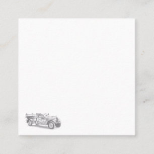 Carte De Visite Carré dessin au crayon vintage pour camion à feu