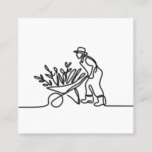 Carte De Visite Carré dessin d'un agriculteur ou d'un jardinier
