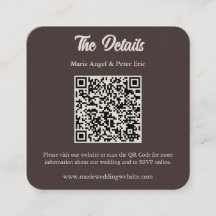 Détails de mariage avec code QR monogramme marron 