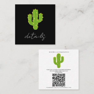 Carte De Visite Carré Détails de mariage d'amour de fête du Cactus à cœu