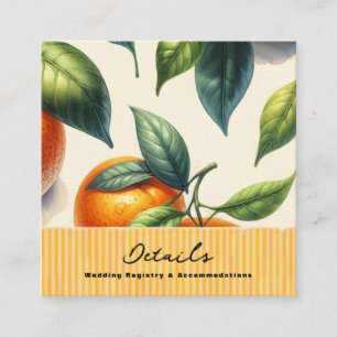 Carte De Visite Carré Détails de mariage de feuilles d'orange d'aquarell