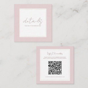 Carte De Visite Carré Détails de mariage minimalistes modernes rose huît