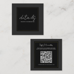 Carte De Visite Carré Détails de mariage moderne minimaliste noir gris o