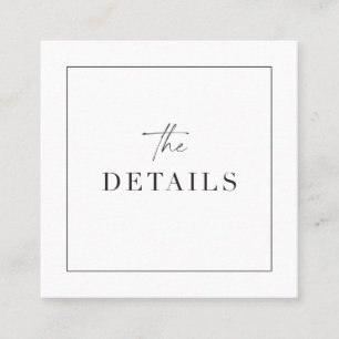 Carte De Visite Carré Détails du Mariage classique Balayage du boîtier C