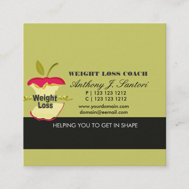 Carte De Visite Carré Diététicien de l'entraîneur Apple Fitness pour per (Devant)