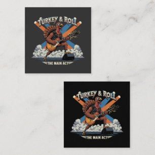 Carte De Visite Carré Dinde & Rock Drôle de guitariste de Thanksgiving