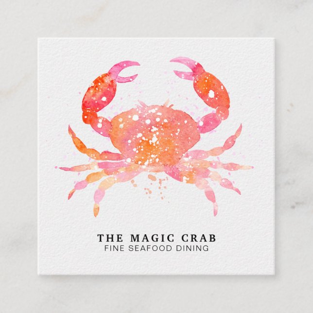 Carte De Visite Carré Diner fin de crabe en pastel d'aquarelle de *~* (Devant)