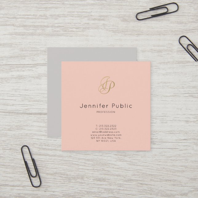Carte De Visite Carré Directeur Manager Elegant Salon Luxury de CEO de (Devant/Arrière en situation)