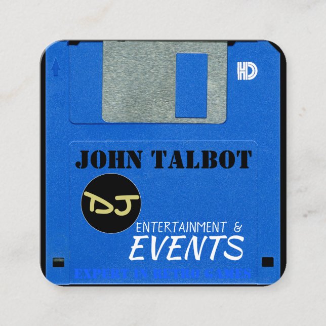 Carte De Visite Carré Disquette de jeu rétroactive personnalisée 3 Carré (Devant)