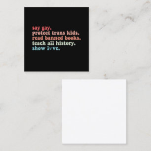 Carte De Visite Carré Dites Gay Protégez les enfants trans Lisez les liv