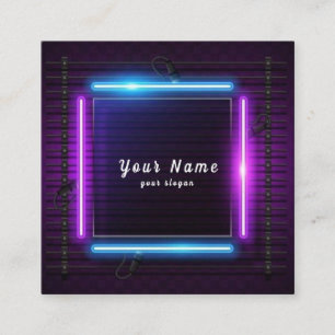 Carte De Visite Carré DJ Colorful Neon Lights Vibrant - Stand Out