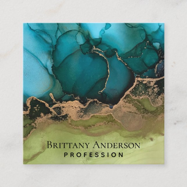 Carte De Visite Carré do-it-yourself Black Gold Blue Vert (Devant)