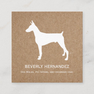 Carte De Visite Carré Doberman chien Walker Trainer Chiot assis