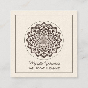 Carte De Visite Carré Docteur en naturopathie Mandala   Crème