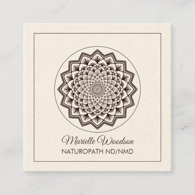 Carte De Visite Carré Docteur en naturopathie Mandala | Crème (Devant)