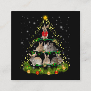 Carte De Visite Carré Don Bunny  Lapin Lapin Feu d'Arbre de Noël