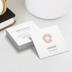 Carte De Visite Carré Doughnut rose